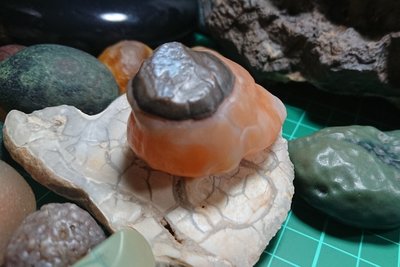 【巽玉閣】內蒙古阿拉善戈壁咖橙小山俏色彩玉瑪瑙原石-小雕件,小掛件,奇石