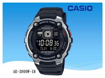 經緯度鐘錶CASIO手錶 強悍 G-SHOCK概念  200米防水 模擬指針 公司貨【990】 AE-2000W-1B