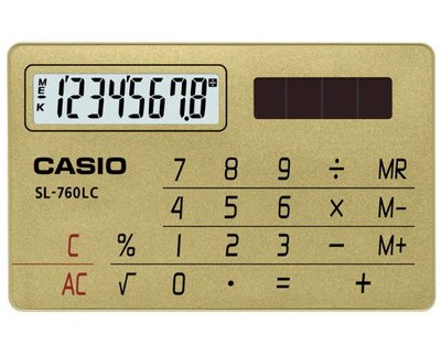 【天龜】 CASIO 國家考試機型算機 8位數 名片型設計 SL-760LC-GD