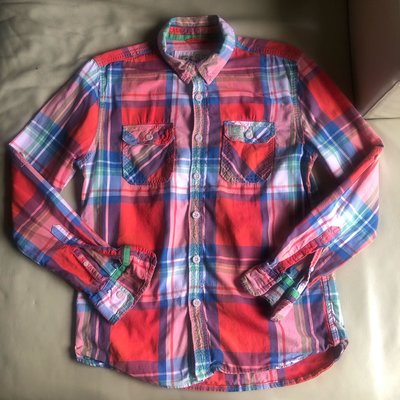 [品味人生]保證正品 Superdry 紅色 格紋  長袖襯衫 休閒襯衫 SIZE XL