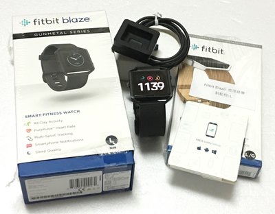 Fitbit Blaze 運動手錶 size L 消光黑限定版 群光公司貨 、gor玻璃保護貼*1 、原廠皮帶*1 出售