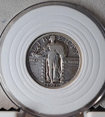 1925年 美國站人飛鷹 25美分銀幣，早期美國流通輔幣，標