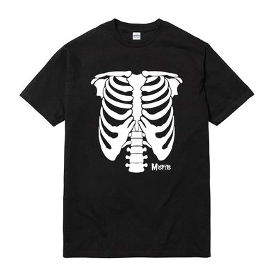 Misfits Skeleton 短袖T恤 黑色  金屬龐克搖滾樂團肋骨