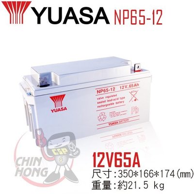 (鋐瑞電池) 預購制 YUASA 湯淺 NP65-12 閥調密閉式鉛酸電池 12V65AH UPS不斷電 露營 海釣
