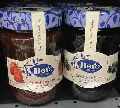最少需買2瓶 Hero 喜諾 西班牙 50% 草莓果醬 340g 或 藍莓果醬340g 吐司抹醬 果醬