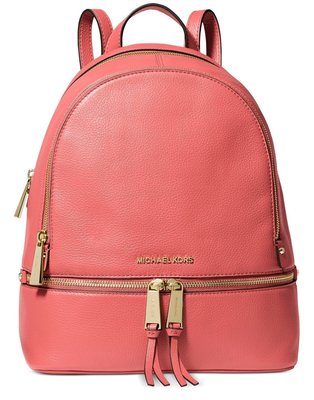 Coco 小舖 Michael Kors Rhea Zip Small Backpack 淺橘色皮革後背包