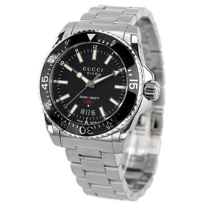 GUCCI YA136301A 古馳 手錶 40mm 黑色面盤 不鏽鋼錶帶 男錶