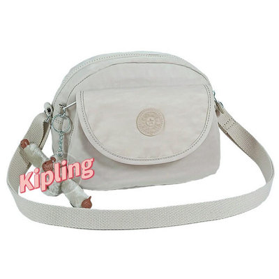 小Z代購#Kipling 猴子包 K15313 米灰 休閒 多用拉鍊款輕量斜背肩背包 旅遊