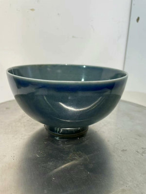 【二手】清三代藍釉 瓷碗 老物件 雜項 古董【民國古玩】-3647