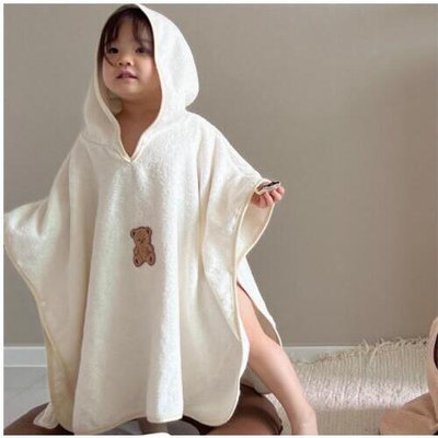 韓國ins浴巾斗篷帶帽沙灘巾超柔軟女孩棉吸水浴袍毛巾
