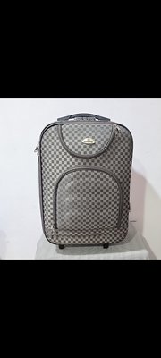 棋盤格17吋黑灰格色軟殼素色行李箱拉杆旅行箱工具箱
