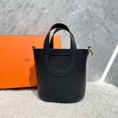 【翰貝格名牌館】全新真品 HERMES In the loop 18 noir 黑色 金釦 新款 豬鼻 菜籃子