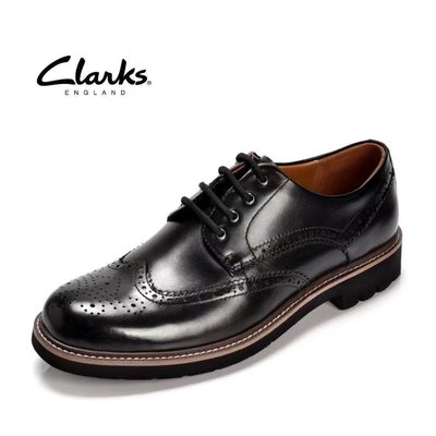 特賣- Clarks其樂男鞋頭層牛皮商務正裝系帶透氣舒適男士皮鞋經典婚鞋