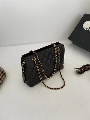 N2V*VINTAGE* Chanel vintage 超級美物  Chanel 黑金雙鏈條tote托特小包