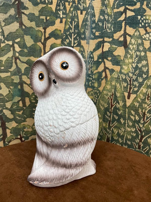 日本回流陶瓷貓頭鷹置物擺件，扭頭貓頭鷹