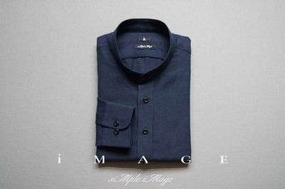 SIMPLE IMAGE夏季紳士御用款深藍色麻料襯衫a763