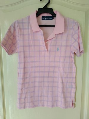 [99go] 全新 POLO RALPH LAUREN粉色格子網眼 馬球衫 S號 golf 衫