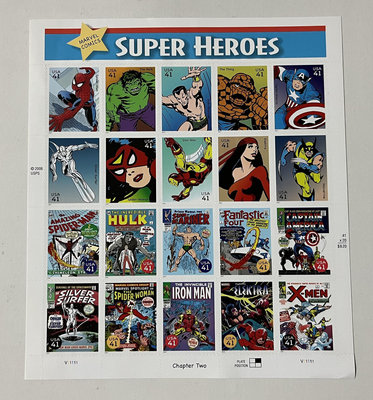 2006全新 超級英雄(漫威漫畫)郵票版張1枚  美國郵票  版張