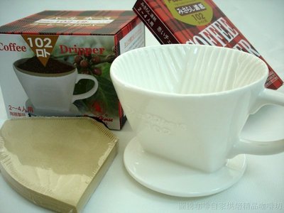 【圖騰咖啡】手沖咖啡組合:日本寶馬陶瓷滴漏咖啡濾杯2~4人份 + 日本寶馬咖啡濾紙2~4人份100張入