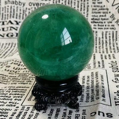 C814天然螢石水晶球綠螢石球晶體通透螢石原石打磨綠色水晶球 水晶 擺件 原石【天下奇物】2571