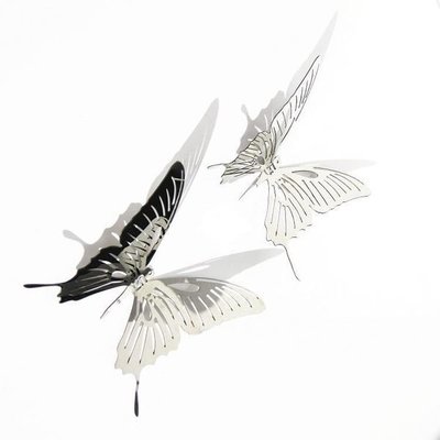 美學空間《莊周夢蝶-鏡面不鏽鋼蝴蝶3D立體壁飾‧現代風格家飾‧擺飾‧壁貼‧裝飾品 》