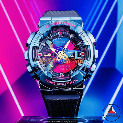 【橘子君の數碼館】卡西歐 G-Shock GM-110SN-2A BEARBRICK 黑色樹脂錶帶 AutoLight 模擬數字男士運動手