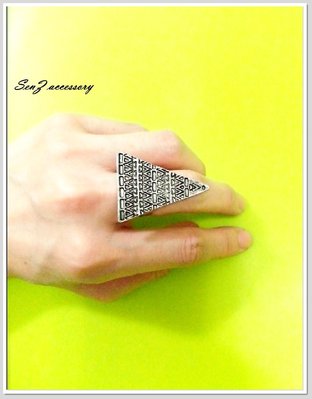 【 SenZ accessory 】工業風個性三角戒指 (可調式) 金色 / 銀色 / 部落風 / 民俗風 / 民族風