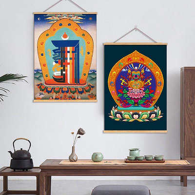 藏族藝術掛畫吉祥八寶十相自在藏傳唐卡卷軸裝飾畫客廳民宿墻壁畫