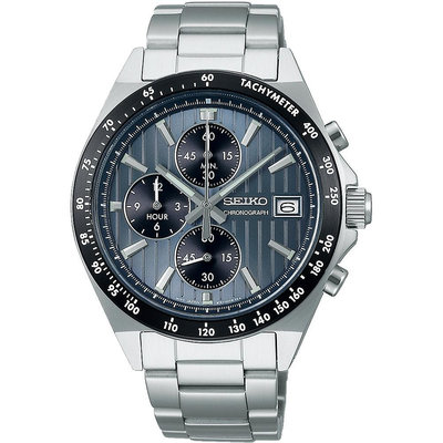 SEIKO 精工 CS系列 條紋面錶盤賽車計時腕錶-41mm (8T67-00Y0B/SBTR041J)
