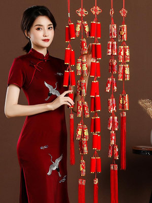 2024龍年新款辣椒鞭炮串福字燈籠過年新年裝飾品春節客廳布置掛件嗨購