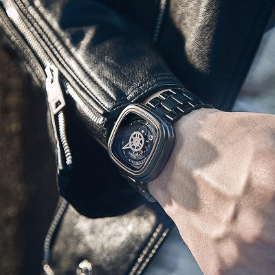 熱銷 古歐GUOU方形潮男手錶腕錶新品個性時尚鋼帶學生石英錶防水運動男錶潮469 WG047