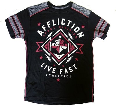 Affliction 短袖 T 恤 黑色 勝利之路 哈雷重機風 透氣快乾 手工製作 設計品牌 XL【以靡超正品】