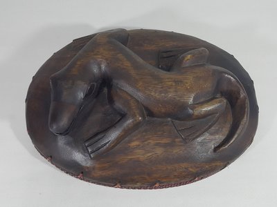 [銀九藝] 早期印尼 藤編木雕 科摩多龍木盤 置物盤 擺飾 擺件