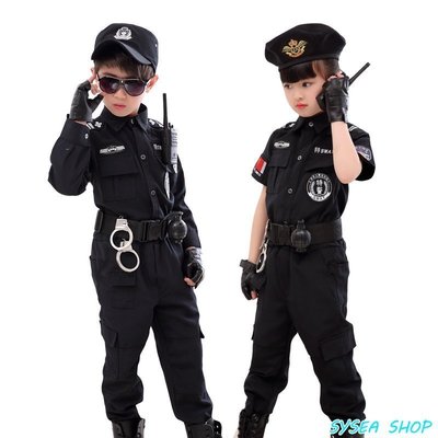 職業體驗 特警服 警察服裝 萬聖節 成人兒童衣服 套裝 男童 野戰 戰警 軍訓 裝備 夏令營 cosplay 小警察服裝