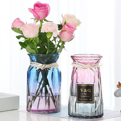花瓶 創意插花干花透明水晶簡約北歐富貴竹大花瓶