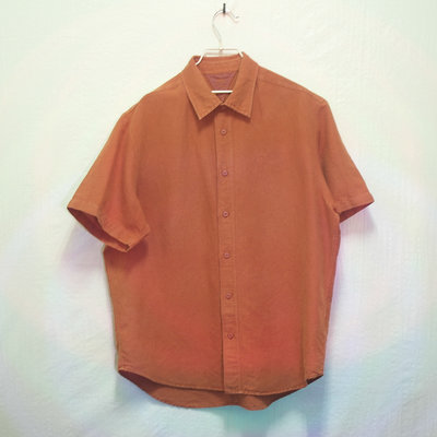 Timberland 襯衫 短袖襯衫 橘 棉麻 極稀有 老品 復古 古著 Vintage