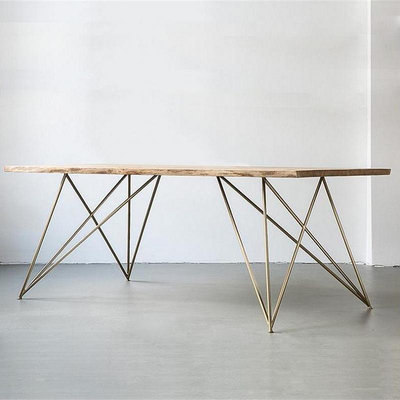 實木辦公桌會議桌工業風簡約現代長方形電腦桌子工作臺餐桌椅組合