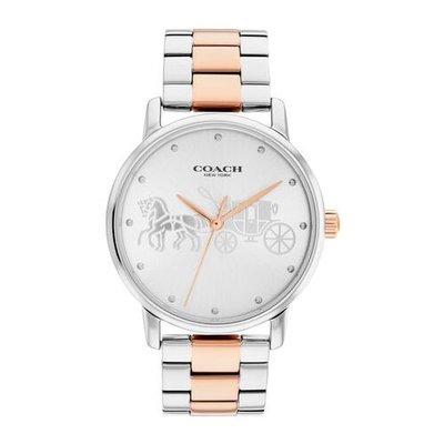 【美麗小舖】COACH 14503739 雙色鋼錶帶 36mm 女錶 手錶 腕錶 經典馬車-全新真品現貨在台
