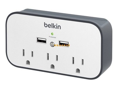 美國貝爾金 Belkin 迷你三孔電源插座 + 雙 12W/2.4AMP USB 插座 【PLAINNI現貨】