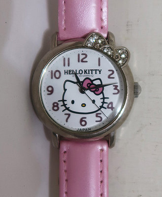 Sanrio~Hello Kitty 蝴蝶結水鑽 手錶/女錶(日本製)有瑕疵