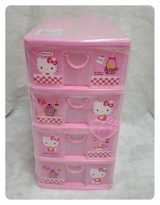 ♥小公主日本精品♥ Hello Kitty 粉色 抽屜式 桌面收納盒 4層 置物櫃 飾品盒 抽屜櫃 ~7