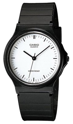 【神梭鐘錶】CASIO WATCH 卡西歐都會風性格文青個性極簡指針刻劃白面黑腕錶 型號：MQ-24-7ELDF