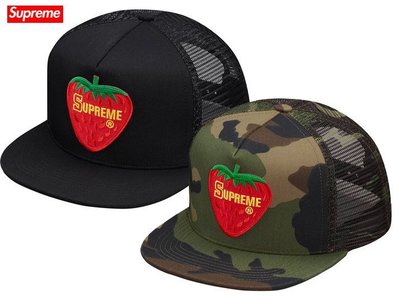 【超搶手】全新正品2017 Supreme Strawberry Mesh Back 5-Panel 草莓 棒球帽 網帽