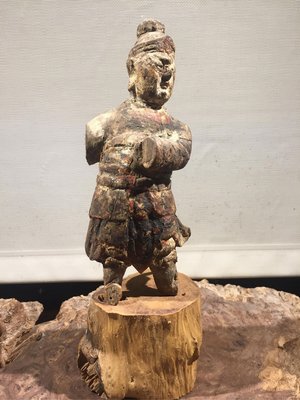 明代 武將軍 百年 木雕 造像 古佛神像 古文物