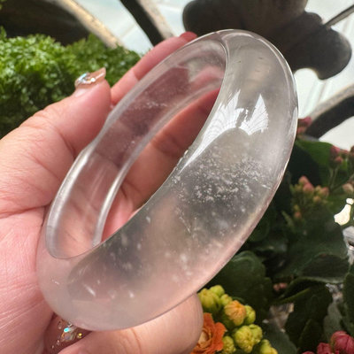 心Crystal～ F14冰玻種白鋼水沫玉手鐲，超美精品，只給第一標～