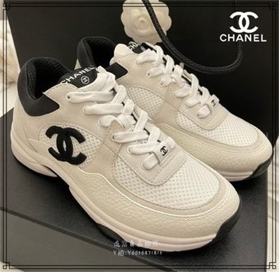 流當拍賣全新正品 chanel 低幫跑步鞋 米白色 現貨 G38299 熊貓鞋 22A新款