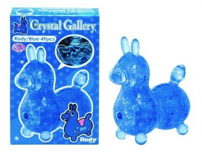 5642 3D立體塑膠透明水晶49片日本進口拼圖 藍色跳跳馬 RODY