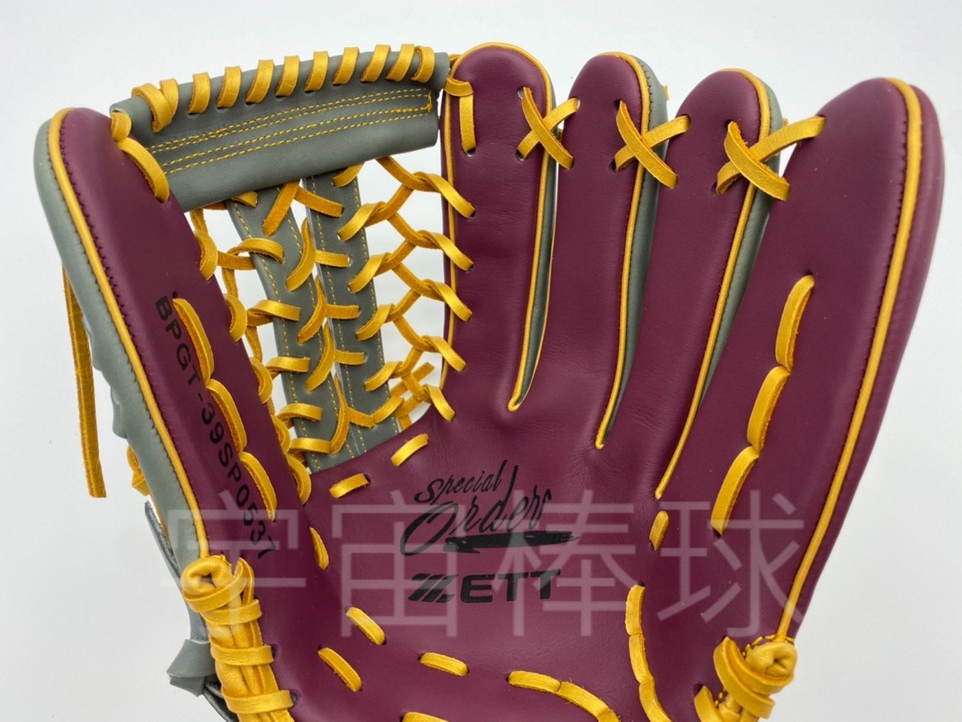 宇宙棒球※ZETT 特殊訂製版13吋棒壘球手套皇冠型刀模紫紅/灰綠/金色皮革 