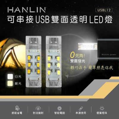 HANLIN-USBL12 可串接USB雙面透明LED燈 75海
