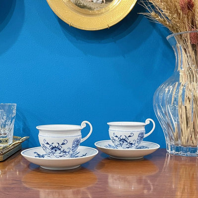 【二手】德國Meissen梅森藍洋蔥咖啡杯 古董 老貨 收藏 【錦繡古玩】-536